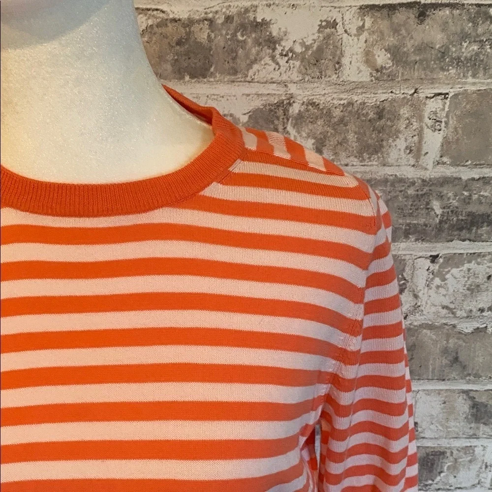 J. Crew Striped Orange & White Women's Lightweight Sweater. Size M. 100% Cotton.
